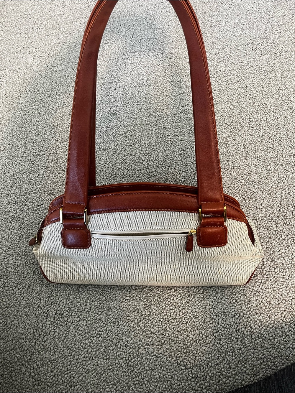 Fabric and Brown Leather Shoulder Bag - Women
